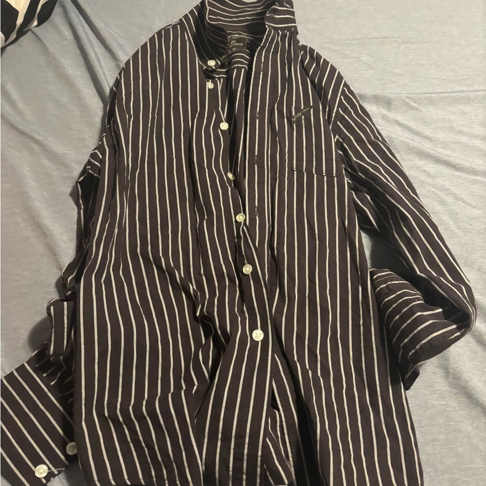 BONGO Black and White Striped Shirt
